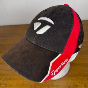 TaylorMade Golf Hat Black Red Burner R7 T Max Adjustable Sun Faded Cap